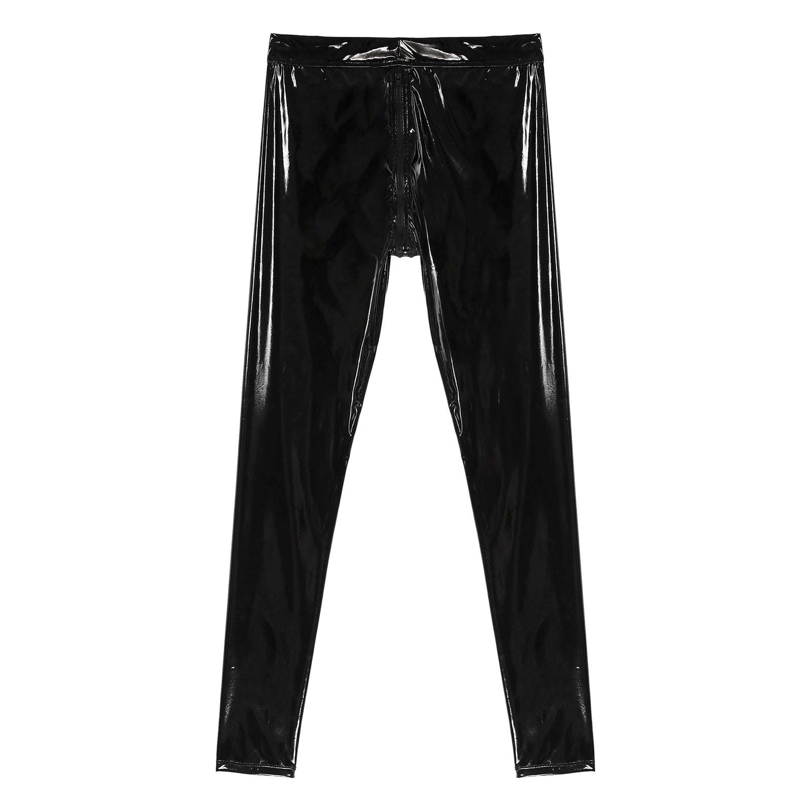 Shiny Metallic Faux Leather Pants for Men