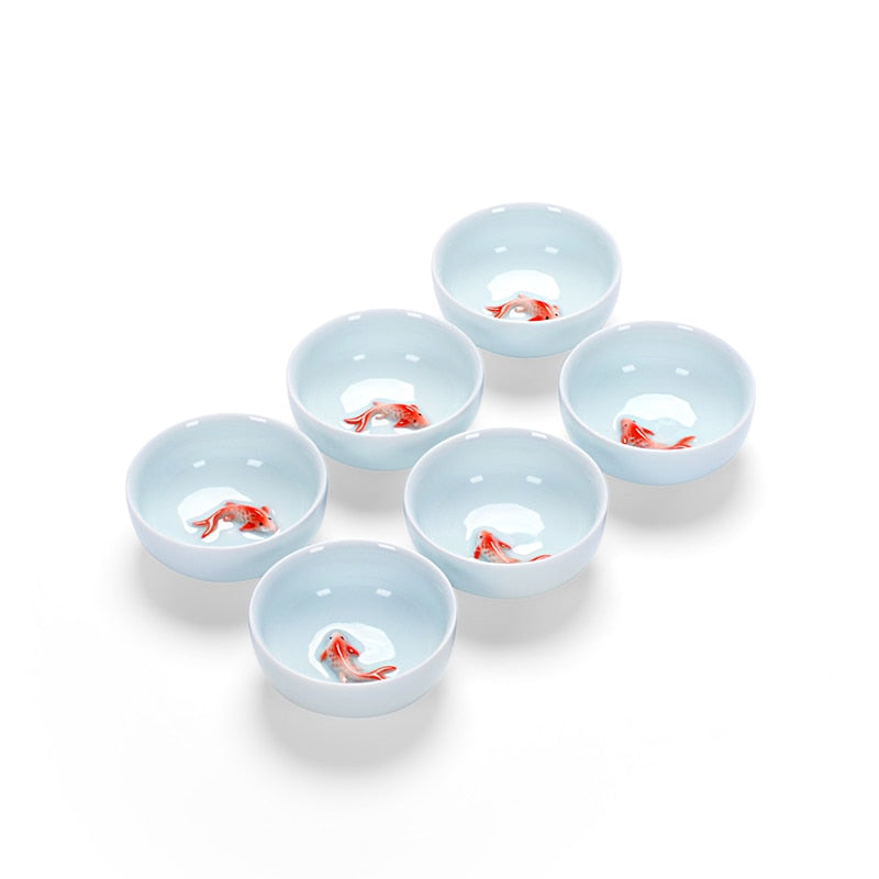 Blue and White Ceramic Tea Cup Set