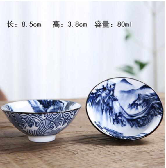 Blue and White Ceramic Tea Cup Set