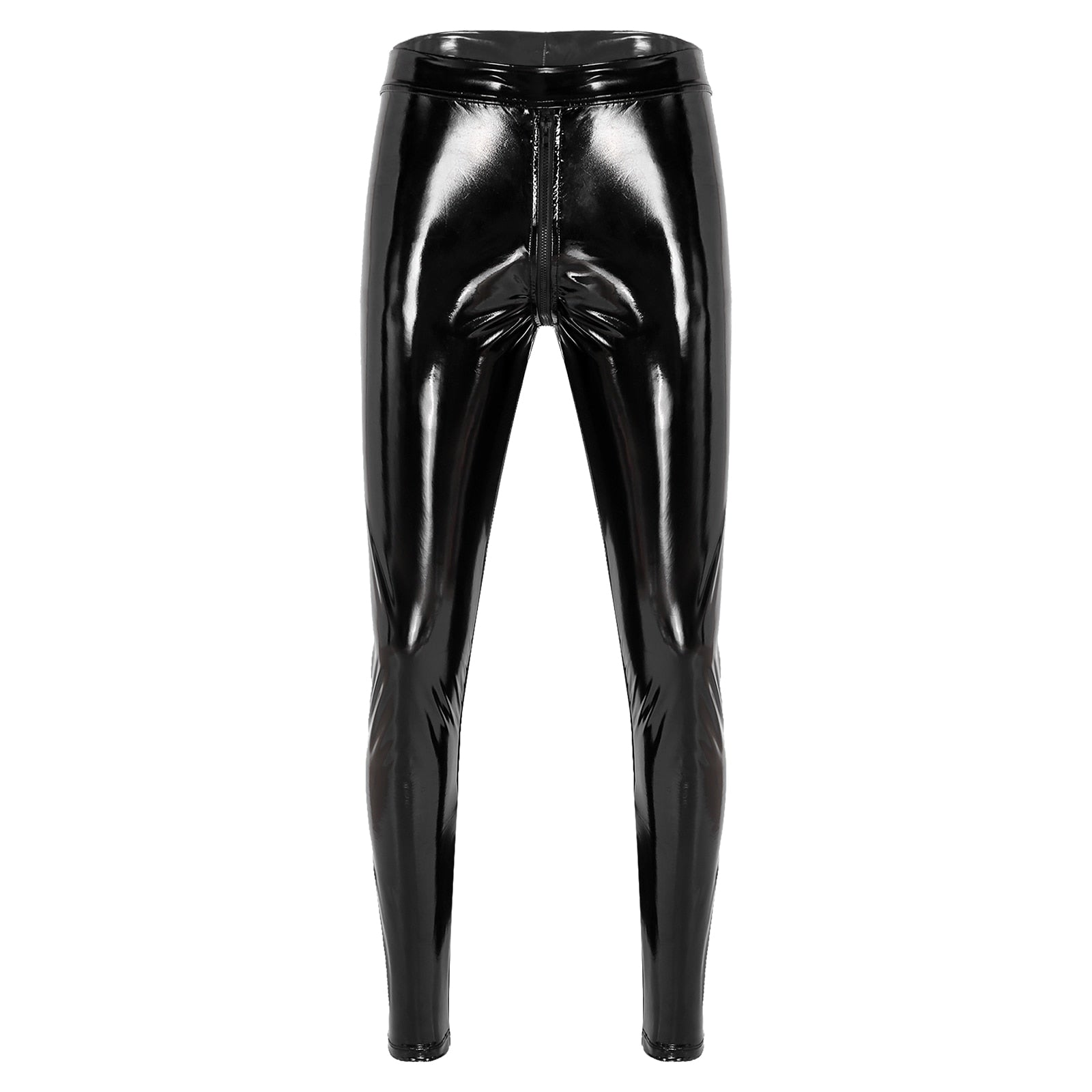 Shiny Metallic Faux Leather Pants for Men