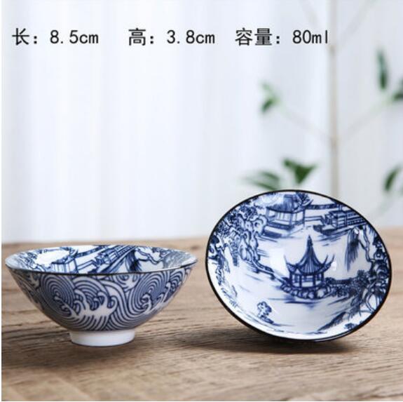 Blue and White Ceramic Tea Cup Set