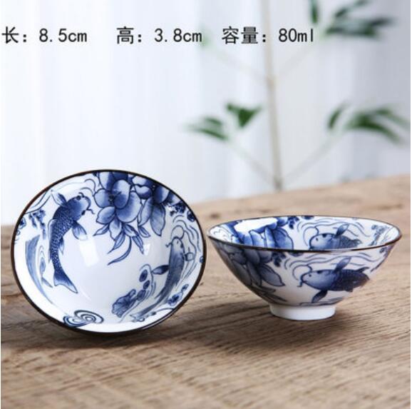 Blue and White Ceramic Tea Cup Set