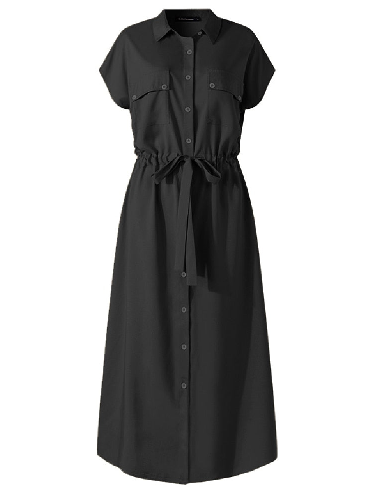 Summer Cargo Shirt Dress with Sash