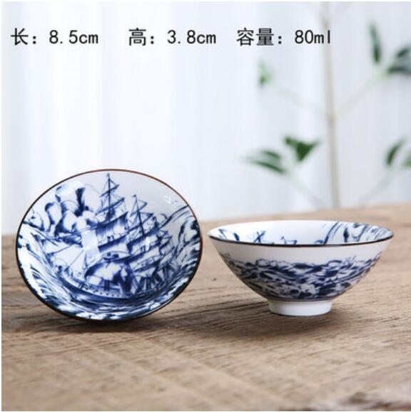 Blue and White Ceramic Tea Cup Set