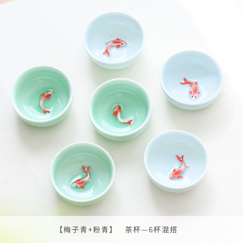 Blue and White Ceramic Tea Cup Set