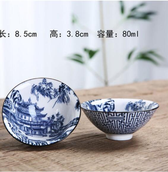 Blue and White Ceramic Tea Cup Set
